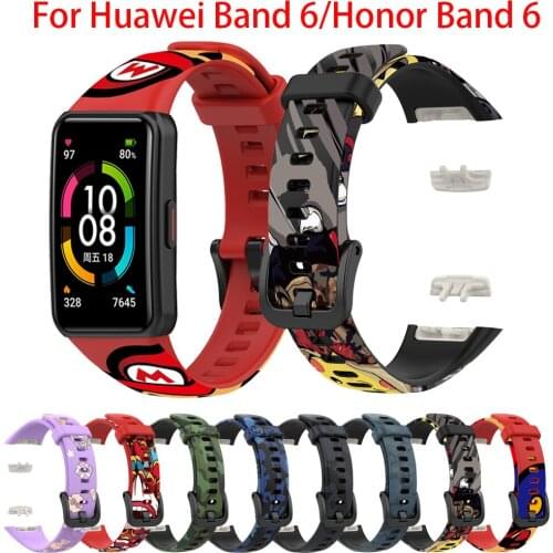 Silicone Watchband For Huawei Honor Band 6 SmartWatch Wristband printing Replacement For Huawei Band 6/6 Pro Strap Bracelet Band