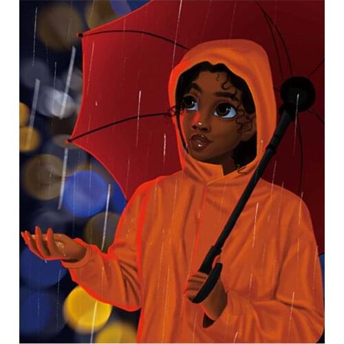 Thermal Stickers Girl In The Rain Diy Hoodies Tops Thermal Press A-Level Washable Vinyl Iron On Patches