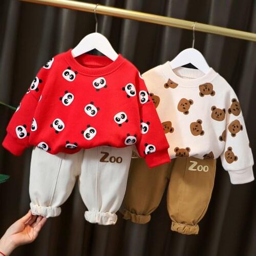 Spring Autumn Baby Clothes Set Infant Newborn Boys Girls Casual Outfits Cartoon Tops+pants 2pcs Kids Tracksuit