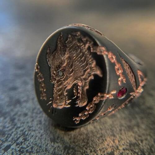Vintage Engraved Ferocious Animal Wolf Head Rings for Men Punk Gothic Finger Ring Personality Mens Jewelry Birthday Gift Hot