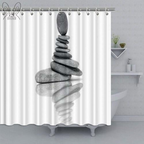 Zen And Spa Stone Bathroom Curtain For Home Grey White Stone Waterproof Polyester Fabric Bath Shower Curtain cortina de ducha