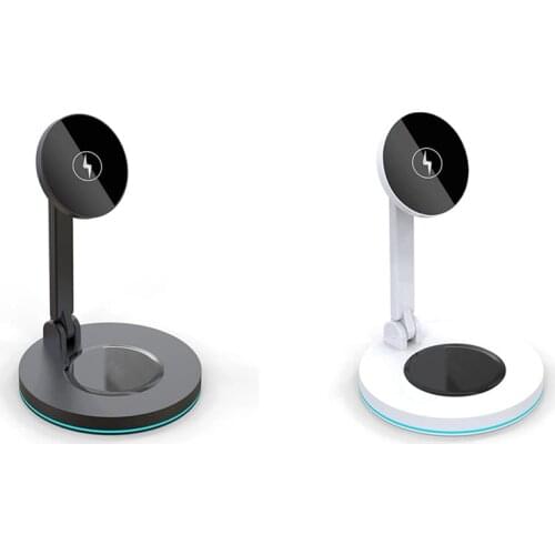 15 W QI Charger Station 2 in 1 for Wireless Fast Charger Stand with LED for iPhone 12 Pro for