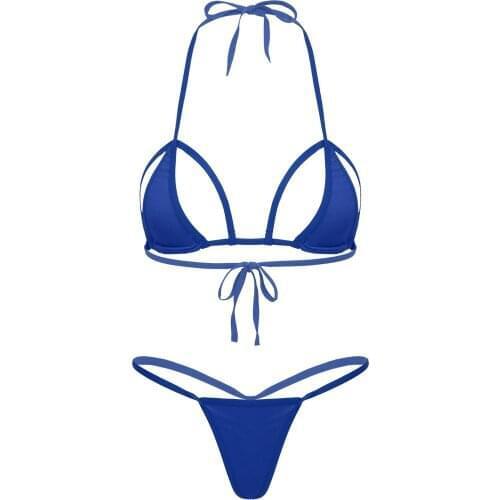 Womens Sexy Mini Micro Bikinis Set Bathing Suit Cutout Cup Bra Mini G-String Thong Briefs Panties Sunbath Exotic Lingerie