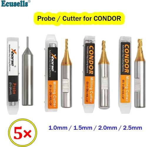 5PCS 1.0mm 1.5mm 2.0mm 2.5mm Milling Cutter Probe for Xhorse CONDOR XC MINI XC-007 Dolphin XP-005 XP-007 Key Cutting Machine