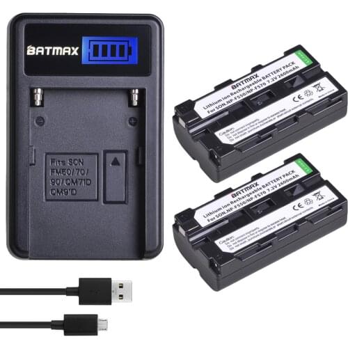 2Pcs 2600mAhNP-F550 NP F550 NPF550 Rechargeable Li-ion batteries&LCD USB Charger for Sony NP-F530 NP-F570 NP-F730 NP-F750 Hi-8