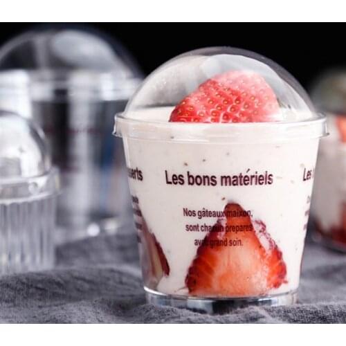 50 Sets of Disposable Mousse Cup DIY Tiramisu Cup Plastic Dessert Cup Creative Dessert Container with Spoon and Lid Coffee