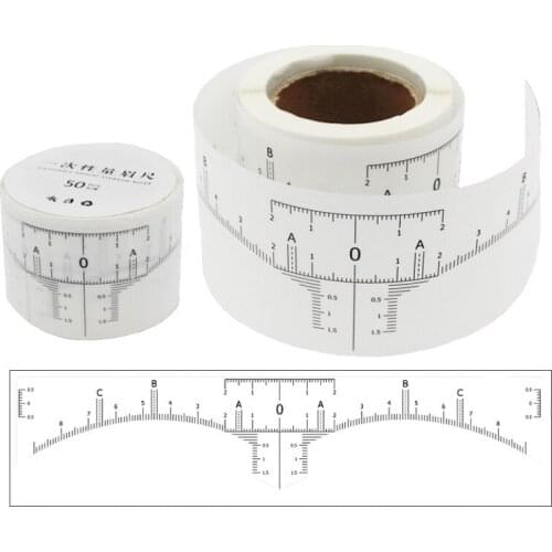 50pcs Disposable Eyebrow Ruler Stencils Accurate Measure Microblading Template Tool Measurement Mark Permanent Makeup Sticker
