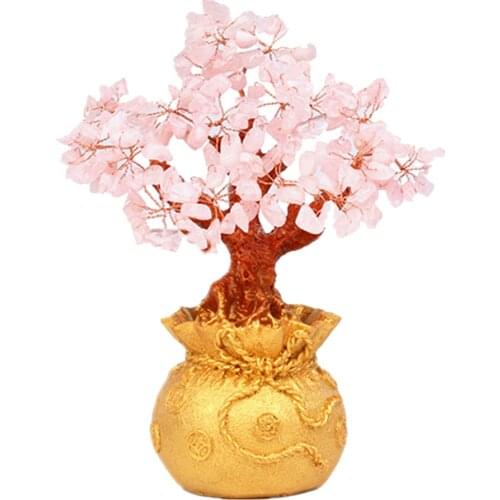 7inch Feng Shui Crystal Money Wealth Luck Tree for Office Home Desk Decoration Ornaments