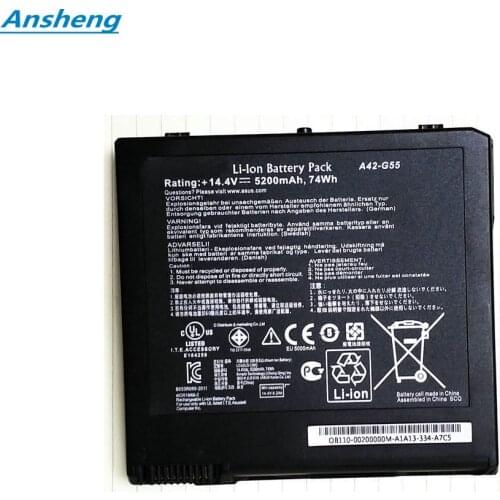 Ansheng original High Quality 5200mAh A42-G55 battery for Asus G55 G55V G55VM G55VW Series