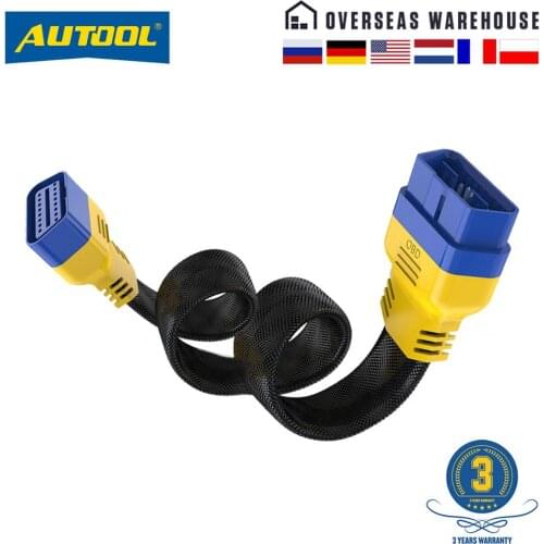 AUTOOL 60CM Car 16 Pin OBDII Enhanced Extension Male to Female Cable for Launch Easydiag/THINKDIAG/THINKDRIVER/ELM327 OBD2 Cable