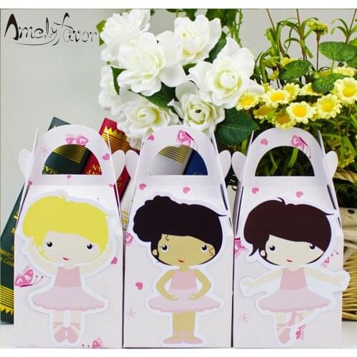 Ballerinas Theme Party Favor Box Ballet Cute Girls Candy Gift Cupcake Box Birthday Event Party Decorations Container Supplies
