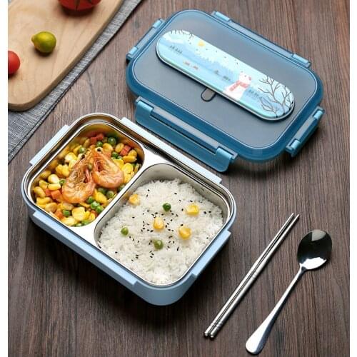 Large Bento Box Set Heated Compartments Thermos Lunch Container Man Stainless Steel Picks Lonchera Termica Lunchbox Kids AC50LB