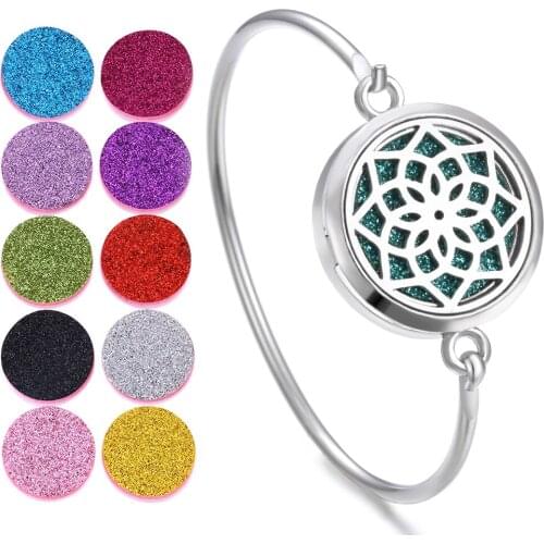 Aromatherapy Bracelet Lotus Tree of Life Starfish Aroma Diffuser Locket Bracelet Perfume Essential Oil Diffuser Bracelet Jewelry