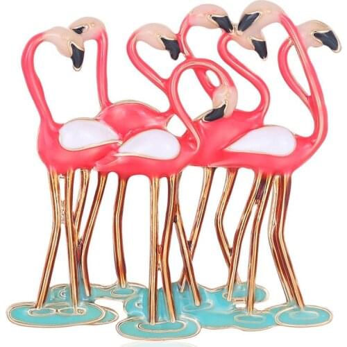 HOSENG New Unisex Pink Flamingo Cartoon Brooch Dripping Brooch Elegant Costume Accessories Brooch
