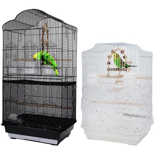 Bird Cage Cover Dustproof Nylon Mesh Seed Catcher Washable Breathable Birdseed Net Guard For Length 35-46cm Bird Cage