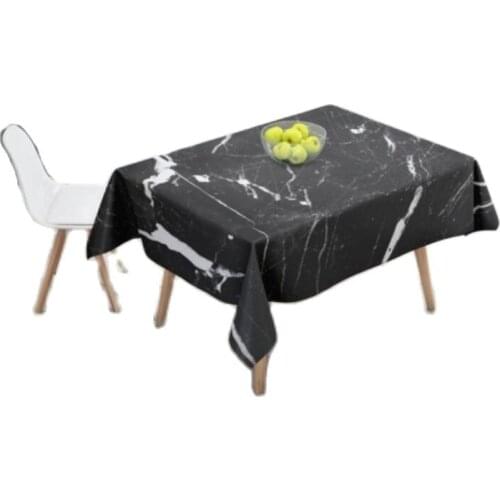 Digital Printed Black Marble Tablecloth 130x230 cm 8-10 Persons retro home fabric chair cover