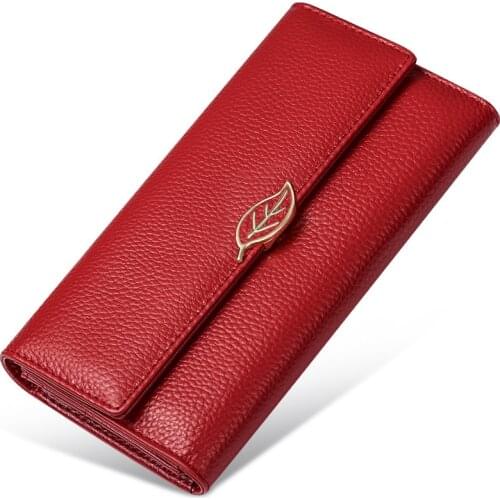 Long ladies leather wallets 2020 new woman wallet genuine leather women purse real cow leather female purses