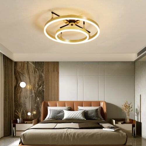 FKL Modern LED Gold Ceiling Lamp Round/Square Nordic Home Bedroom Dining room Interior Lighting