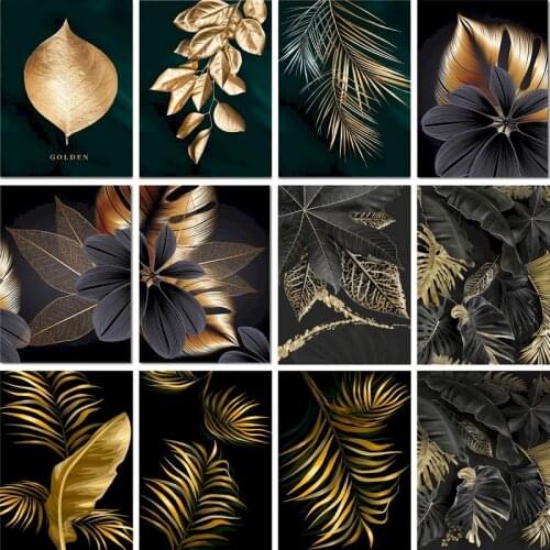 GATYZTORY 60x75cm Frame DIY Painting By Numbers Acrylic Gold Leaf Hand Painted Oil Paint By Numbers For Home Decor Art