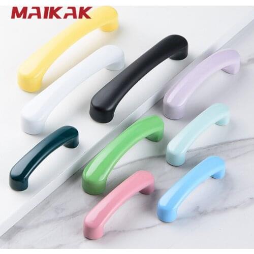 MAIKAK Nordic Macaron Colorful Cartoon Children Room Cabinet Pulls Ceramic Wardrobe Kitchen Drawer Knobs Door Handle for Kids