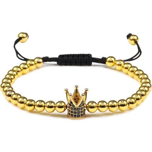 Classic Hand Woven Bracelet Crown Zircon Beaded Bracelet Charm Adjustable Mens Fashion Bracelet Jewelry Anniversary Gift