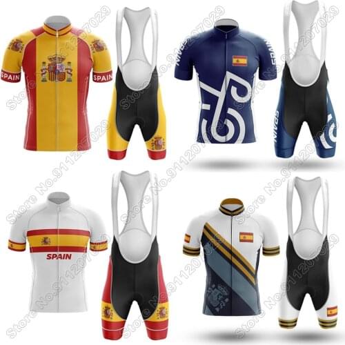 Spain 2021 Cycling Jersey Set Spanish Men Summer Cycling Clothing Road Bike Suit Mountain Bicycle Shirt Bib Shorts MTB Tops