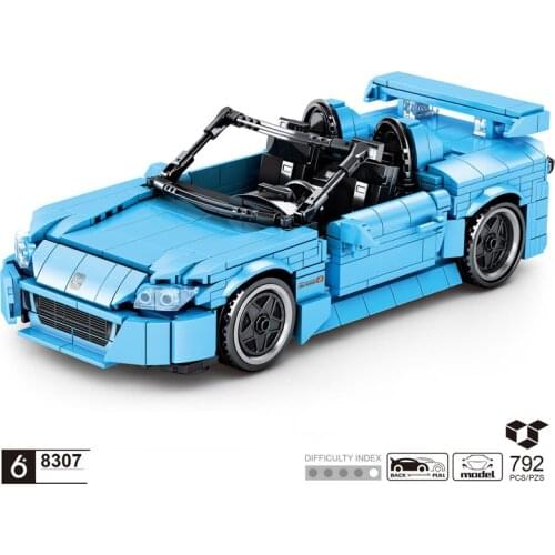 Technical scale japan sport car honda s2000 building block Roadster model bricks pull back vehicle toys collection for boys gift
