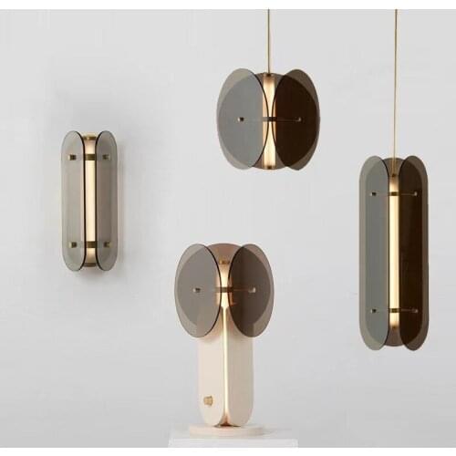 Postmodern Creative Smoky Gray/Amber Bedroom Bedside Dining Room Living Room Study LED Glass Pendant Lamps