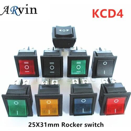 KCD4 1PCS Rocker Switch ON-OFF 2 Position 4 Pins /6 Pins Electrical Equipment With Light Power Switch Cap 16A 250VAC/ 20A 125V