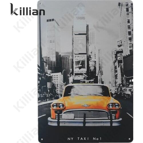 American Street Car Metal Poster Retro Hustle City Picture Metal Plate Modern Bedroom Living Room Shop Wall Metal Plaque Decor