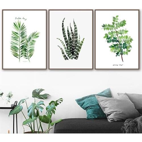 Nordic Green Leaf Plant Poster Leaves Botanical Canvas Painting Quotes Art Prints Abstract Pictures Living Room Home Decoration