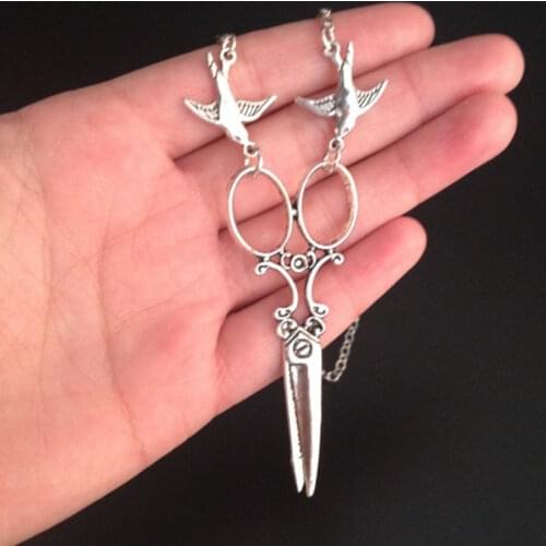 NEW Large Swallow Scissor Pendant Necklace for Women Goth Gothic Steampunk Accessories Victorian Retro Charms Jewelry