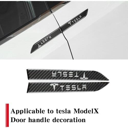 Door handle trim strip For tesla model X 2016-2019 real carbon fiber Car door decoration protection cover stickers accessories