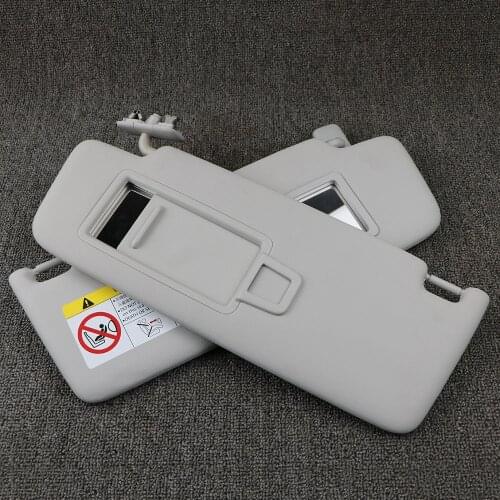 Gray Pair Front Sun Visor Panel With Makeup Mirror For VW Jetta Santana 2013 2014 2015 2016 2017 Without Wire