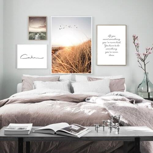 Landscape Painting Grass Canvas Nordic Poster Quotes Nature Field Wall Art Print Decorative Picture Scandinavian Home Decoration