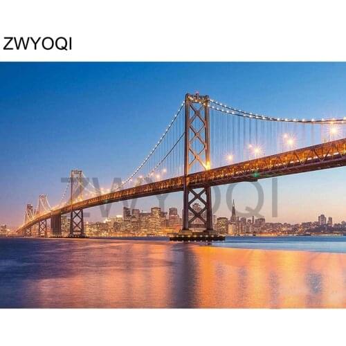 Full Round Diamond embroidery Tunnel bridge 5D DIY Diamond painting Cross stitch Full Square Diamond mosaic Sea bridge scenery