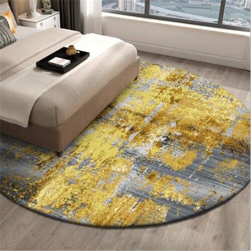 Wishstar Nordic Luxury Round Bedside Carpet Rugs Gold Gray Area Rugs For Home Living Room European Carpet Chair Mat