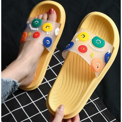 Summer Women Slippers Shoes Cartoon Rainbow Dot Soft Sole Slippers For Women Couples Home Indoor Flat Beach Slides Flip Flops