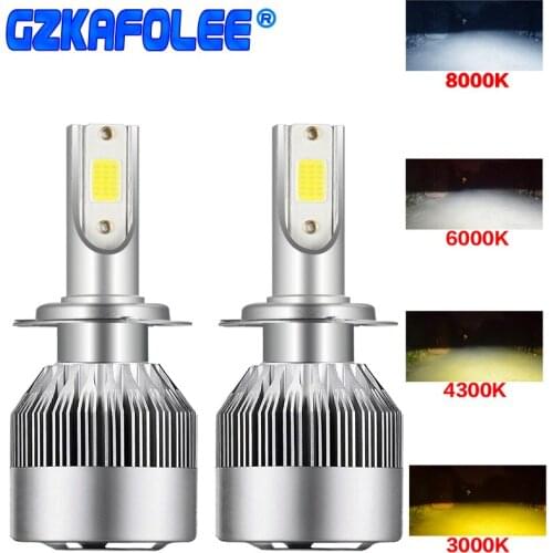 Led light H4 H16 H11 H1 H3 car headlights bulb 72W Four-color 6000K 4300K 8000K 3000K Fog light 12v cob light sourcing universal