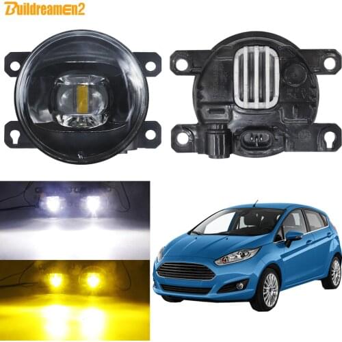 Fog Light Assembly For Ford Fiesta 2001-2015 Car Front Bumper LED Lens Fog Lamp White Yellow 30W 8000LM 12V