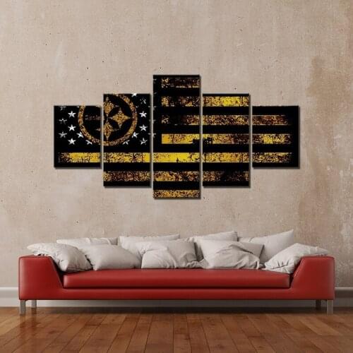 5 Pieces Vintage Poster Canvas Print Retro Flag Painting Wall Art Unframed Pictures Home Decor For Living Room Bedroom Murals
