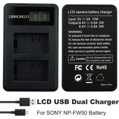 NP-FW50 Battery Charger NP FW50 bateria USB Dual Charger for SONY NEX-3 NEX-5 NEX-6 SLT-A55 A33 A55 A37 A3000 A5000 A6000 Camera