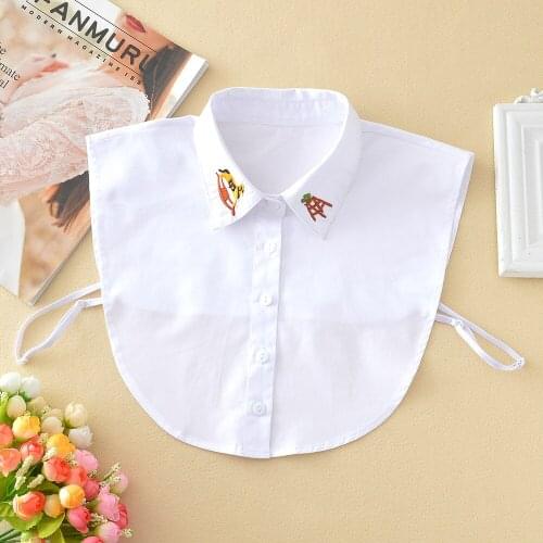Women White Lapel Fake Collar Women Shirt Solid Color False Collars Detachable Collar For Mens Sweater Removable Half Shirt Tie