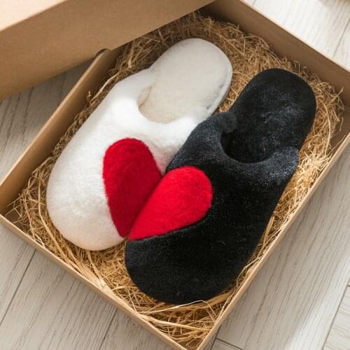Couples Love Winter Home Slippers Men and Women Antiskid Soft Soled Home Interior Plush Cute Warm Non-slip Shoes Christmas Gift