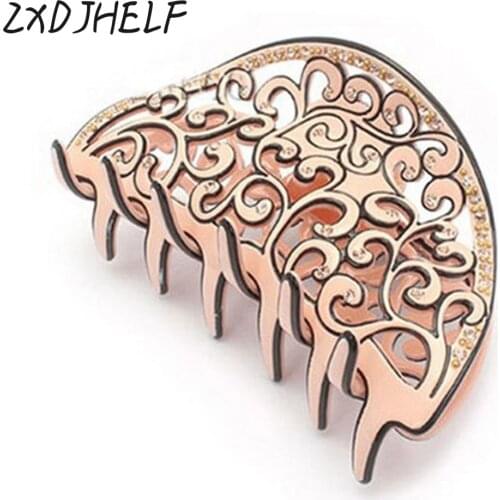 ZXDJHELF Female Hair Claws Hollow Gripper Acrylic Rhinestone Barrettes Women Crystal Acetate Hair Crab Clip Accessories F116