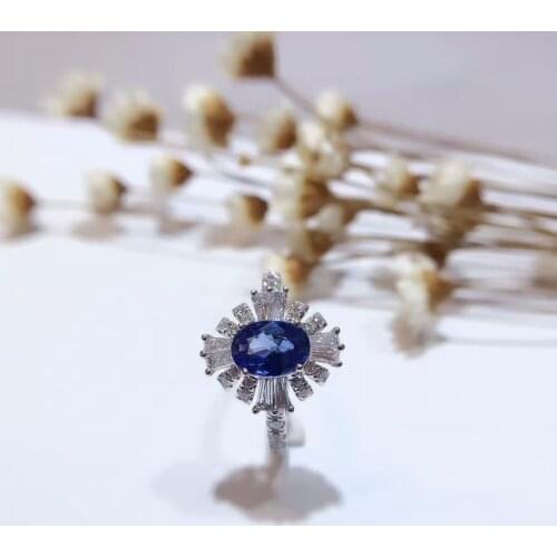 0.959ct Sri Lanka Sapphire Women Ring 0.632ct Diamond Encrusted for Wedding Engagement Handmade Fine Jewelry sapphire-jewelry