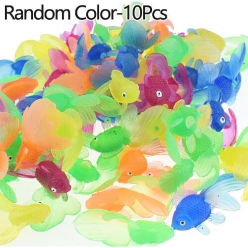 10Pcs/Pack Novelty Children Fun Toys Mini Colorful PVC Plastic Vivid Small Goldfish Soft Fish Model Toy For Kids Random Color