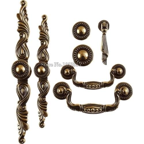 20PCS/lot Vintage Cupboard Cabinet Drawer Door Wardrobe Furniture Pull Handles Knobs European Kitchen Bronze Tone Handle