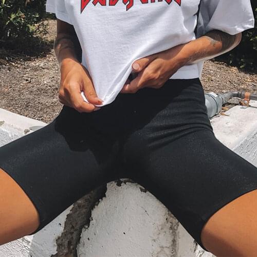 2021 Summer Stretch Basic Black Womens Shorts Sport Casual High Waist Sweatpants For Female New Gym Cycling Bike Ladies Short
