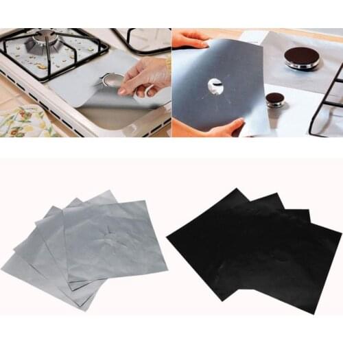 4Pcs kitchen tools Removable Easy Clean Square Foil Gas Hob Cover Protector Liner Stove Protection Mat